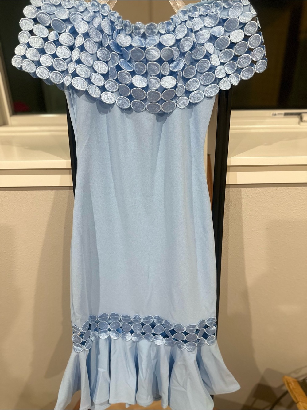 Women’s Light Blue Off-Shoulder Ruffle Dress